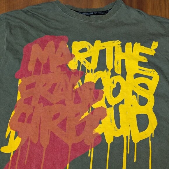 Vtg Y2K Marithe Francois Girbaud Mens 3XL Graffiti Spell Out Green Shirt Distrd - Picture 3 of 16